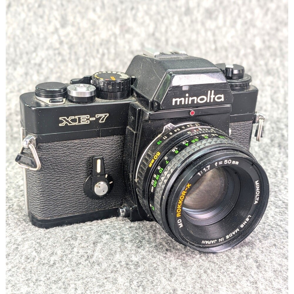 Minolta XE-7 35mm SLR Film Camera MD Rokkor-X 50mm f/1.7 VTG Japan Parts READ